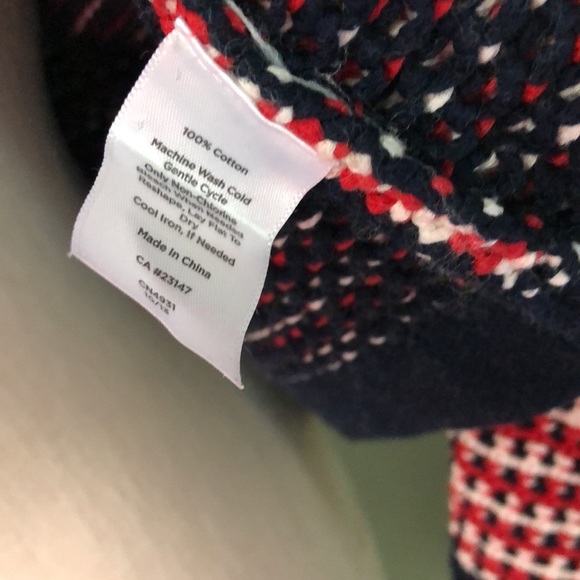 Talbots Knit Sweater 1X Petite Cardigan Red White Blue Cotton - Picture 9 of 10